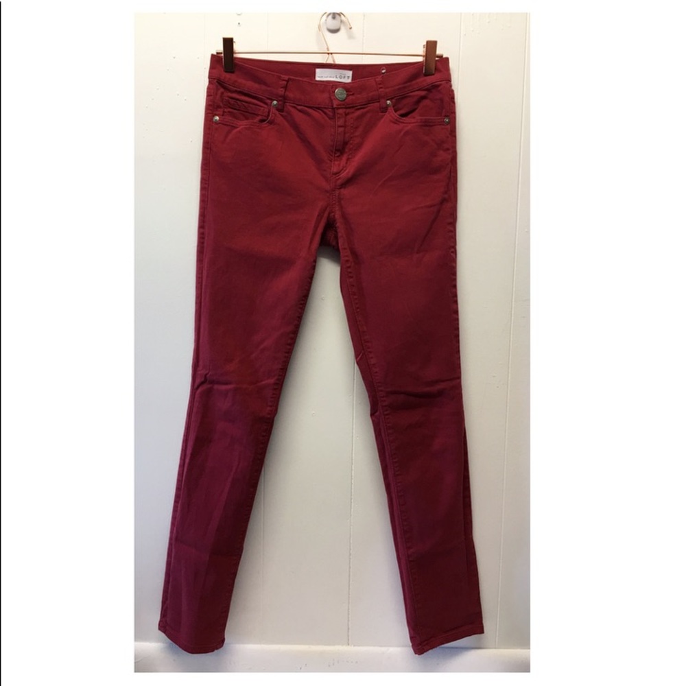 Loft |  Sangria Red Modern Skinny Pants Fall Ready •